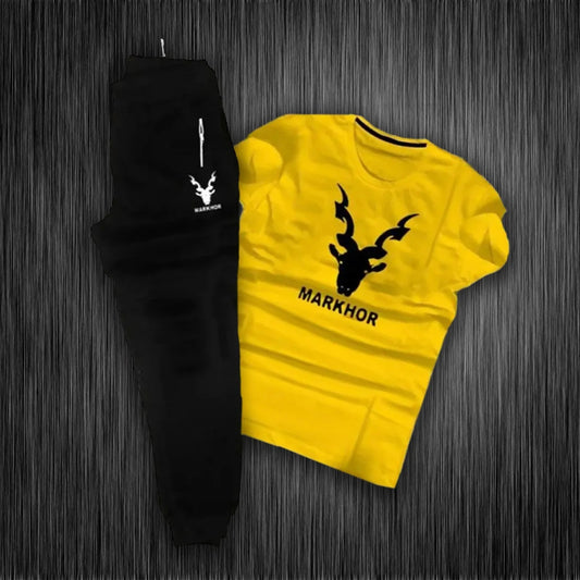 Yellow & Black Markhor Printed Tracksuit For Men
