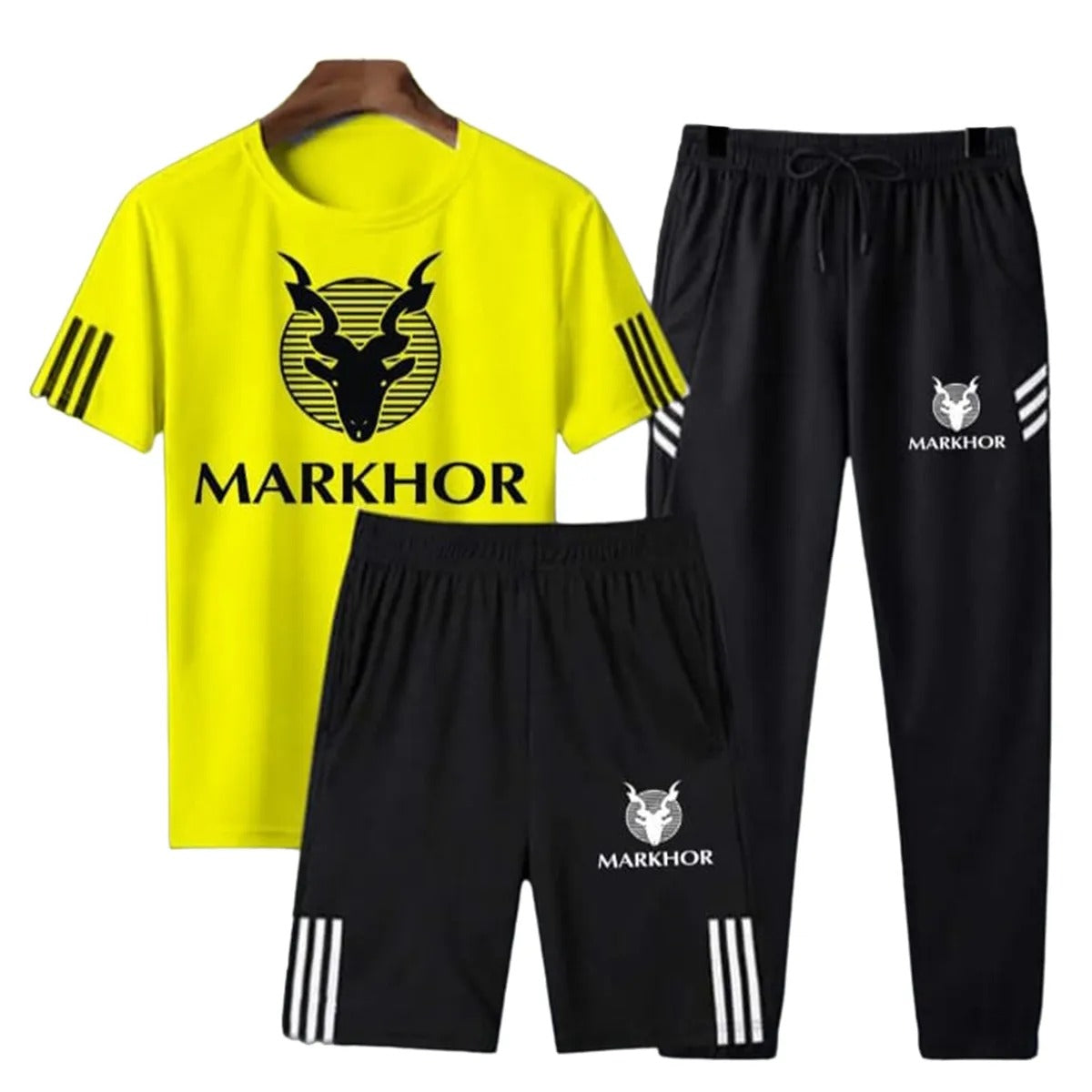 Pack Of 3 Black Markhor Printed Tracksuit For Men