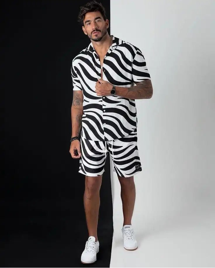 Zebra Printed Short Tracksuit For Men