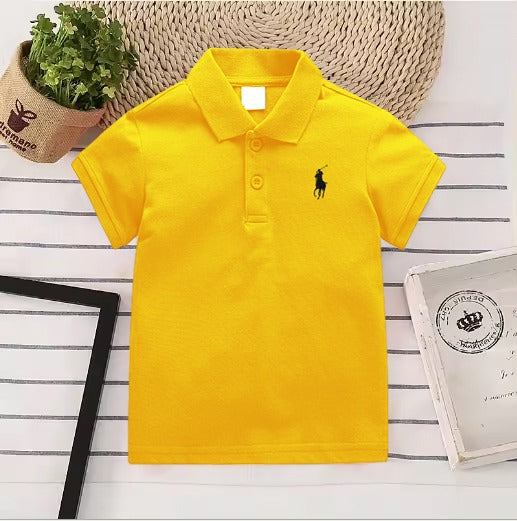 Pack of 5 Polo T-Shirts for Toddlers (Ages 1-4) - Yellow, Royal Blue, Gray, Black, Red