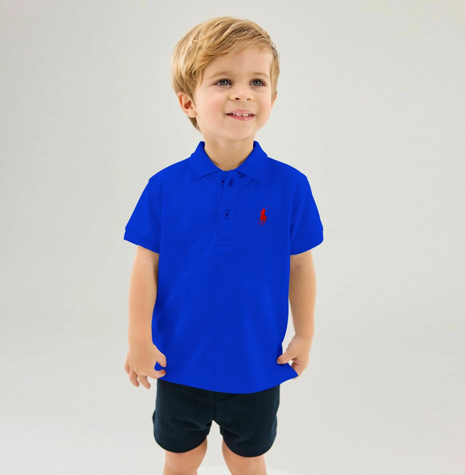 Pack of 5 Polo T-Shirts for Toddlers (Ages 1-4) - Yellow, Royal Blue, Gray, Black, Red