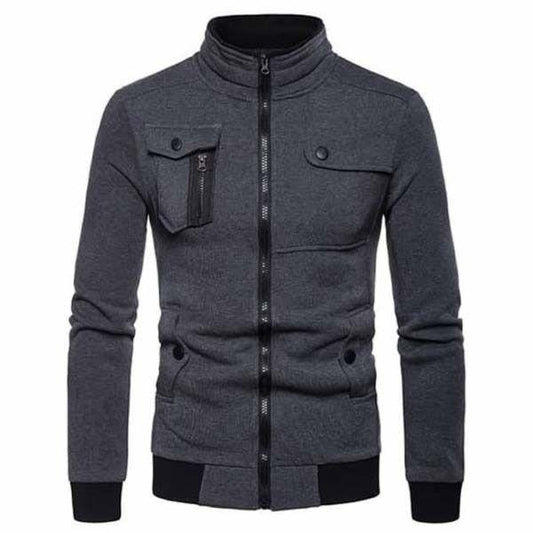 Stylish Patchwork Pocket Zipper Jacket For Men