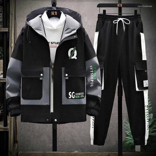 Black cargo track &nbsp;suit for men's&nbsp;