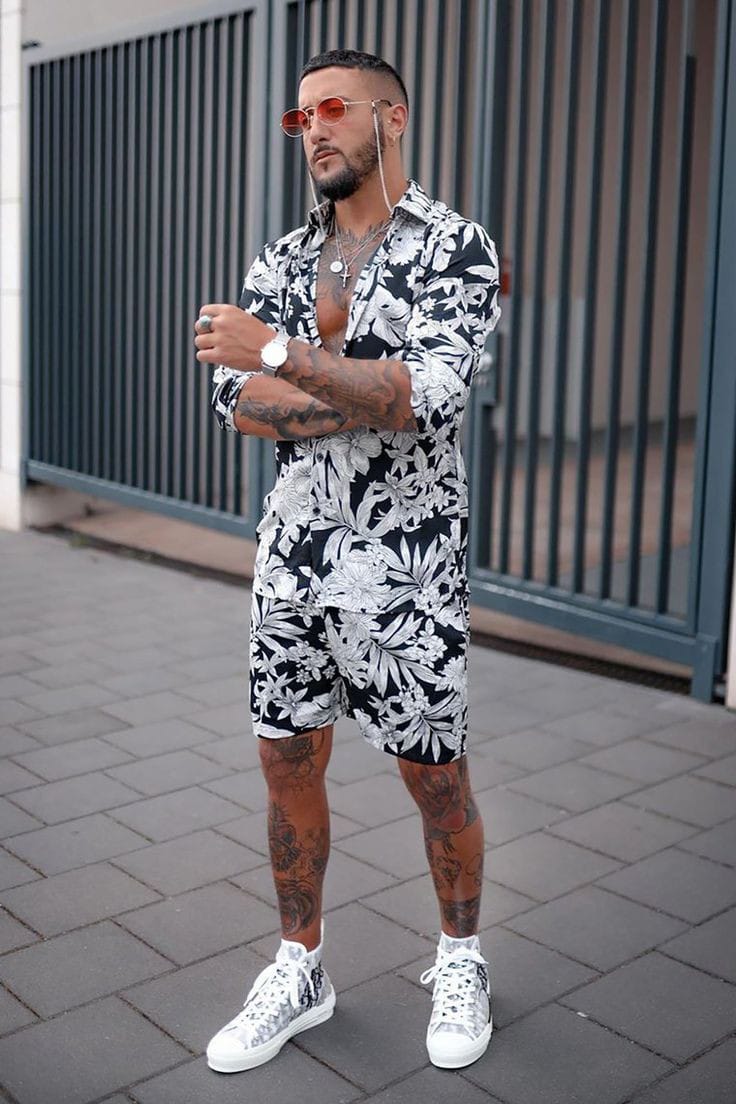 Summer Beach & Street Printed Short Tracksuit For Men