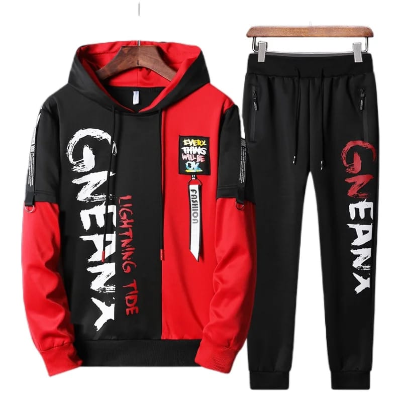 Men's 2-Piece Tracksuit: Printing Sweatshirts and Sweatpants Set, Ideal for Students and Husbands